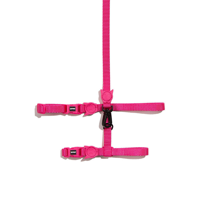 Zee.Cat Harness + Leash - Pink LED